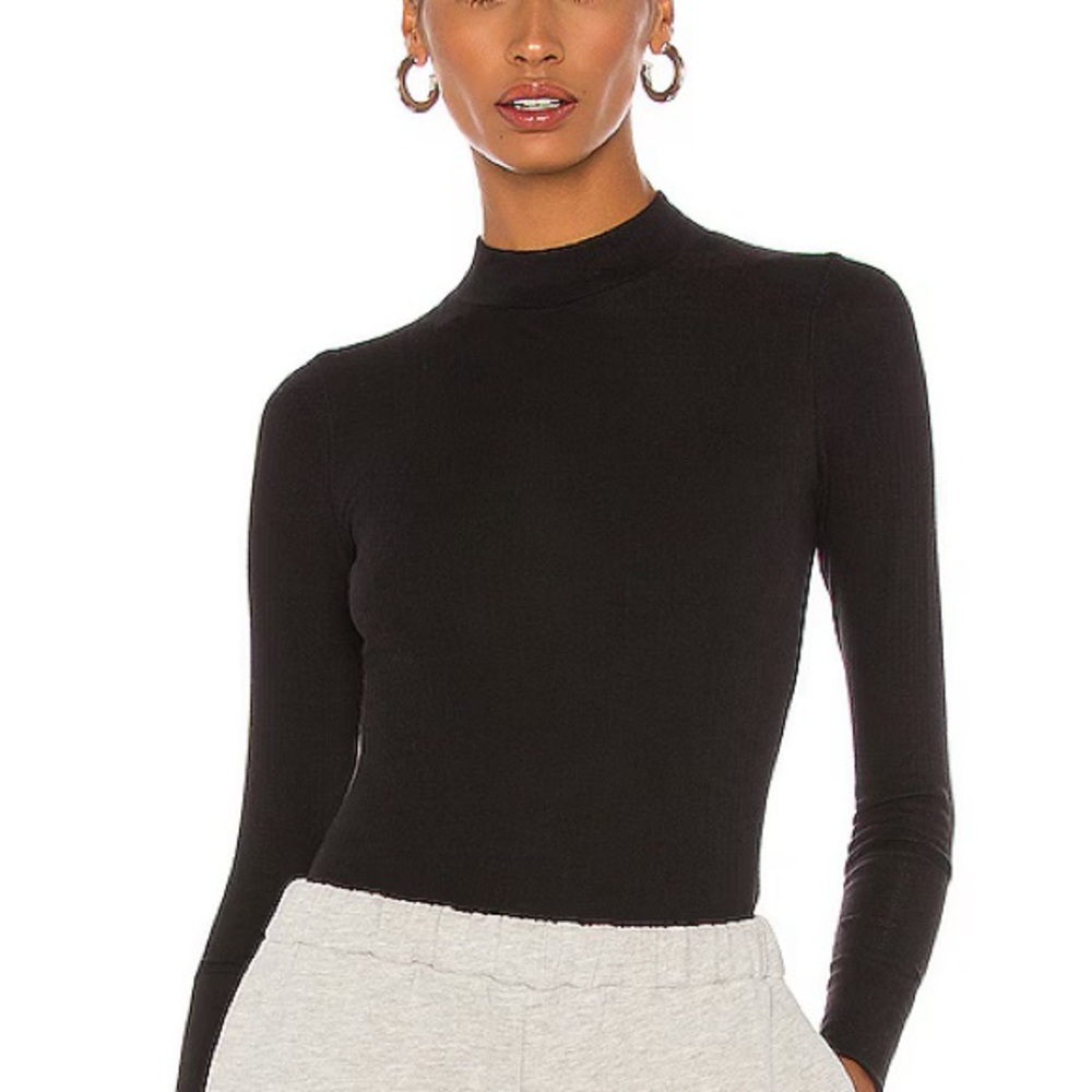 Free People Rickie Mock Neck Top in Black